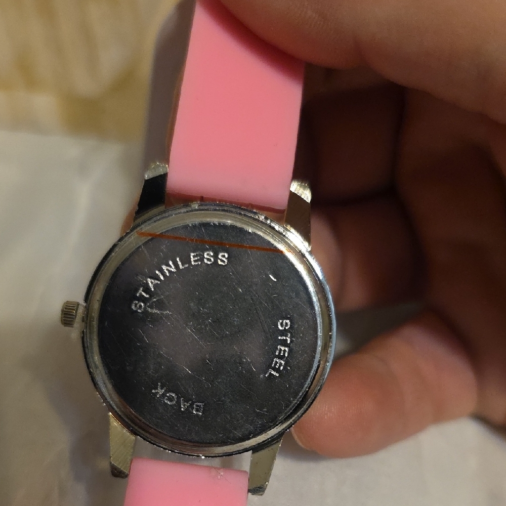 Geneva Quartz Watch with Pink Strap and Rhinestone Bezel - Picture 6 of 9